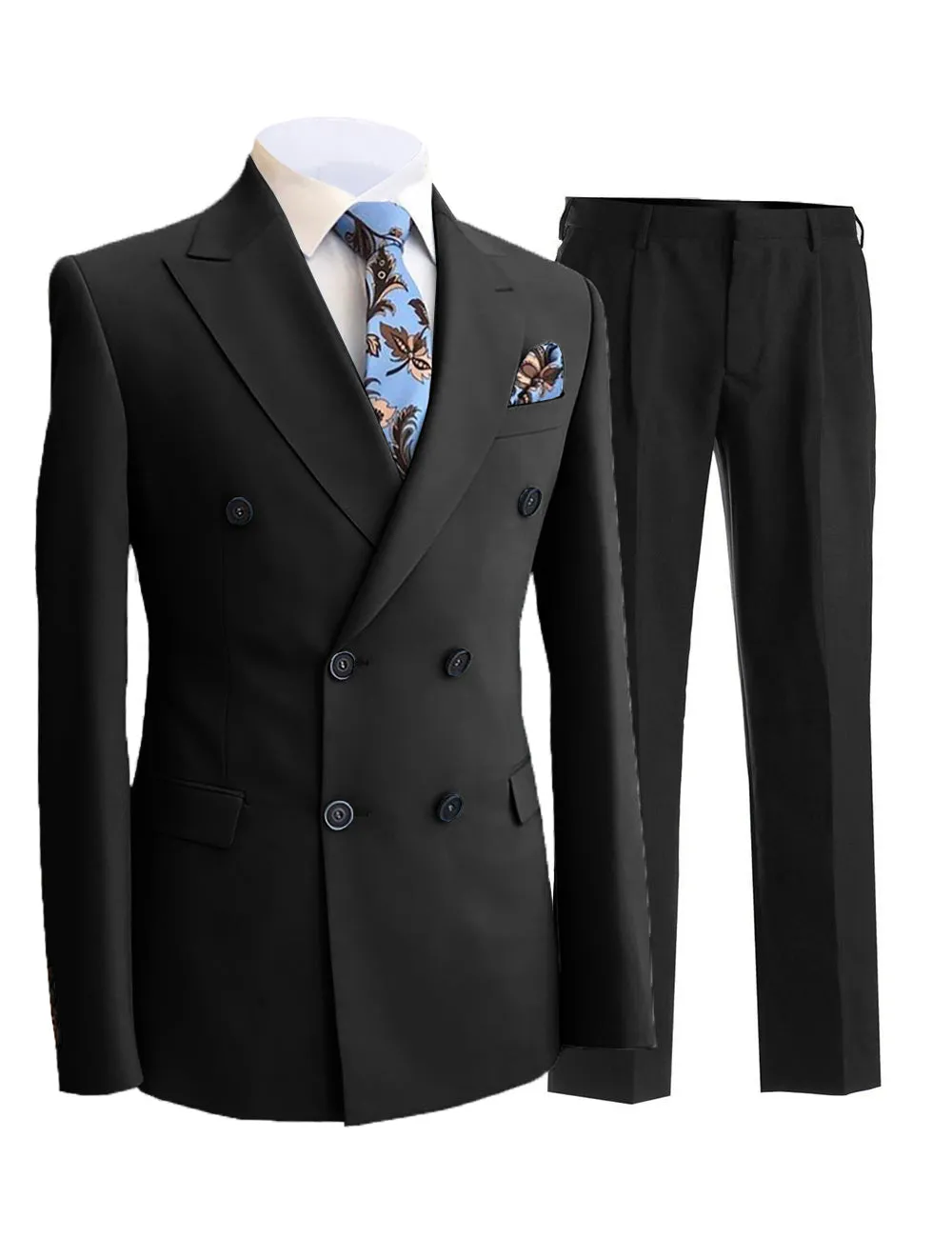 Formal Men's 2 Pieces Solid Slim Fit Peak Lapel Mens Suit (Blazer Pants)