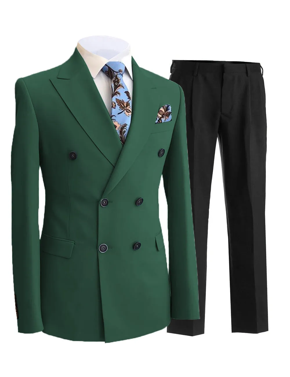 Formal Men's 2 Pieces Solid Slim Fit Peak Lapel Mens Suit (Blazer Pants)