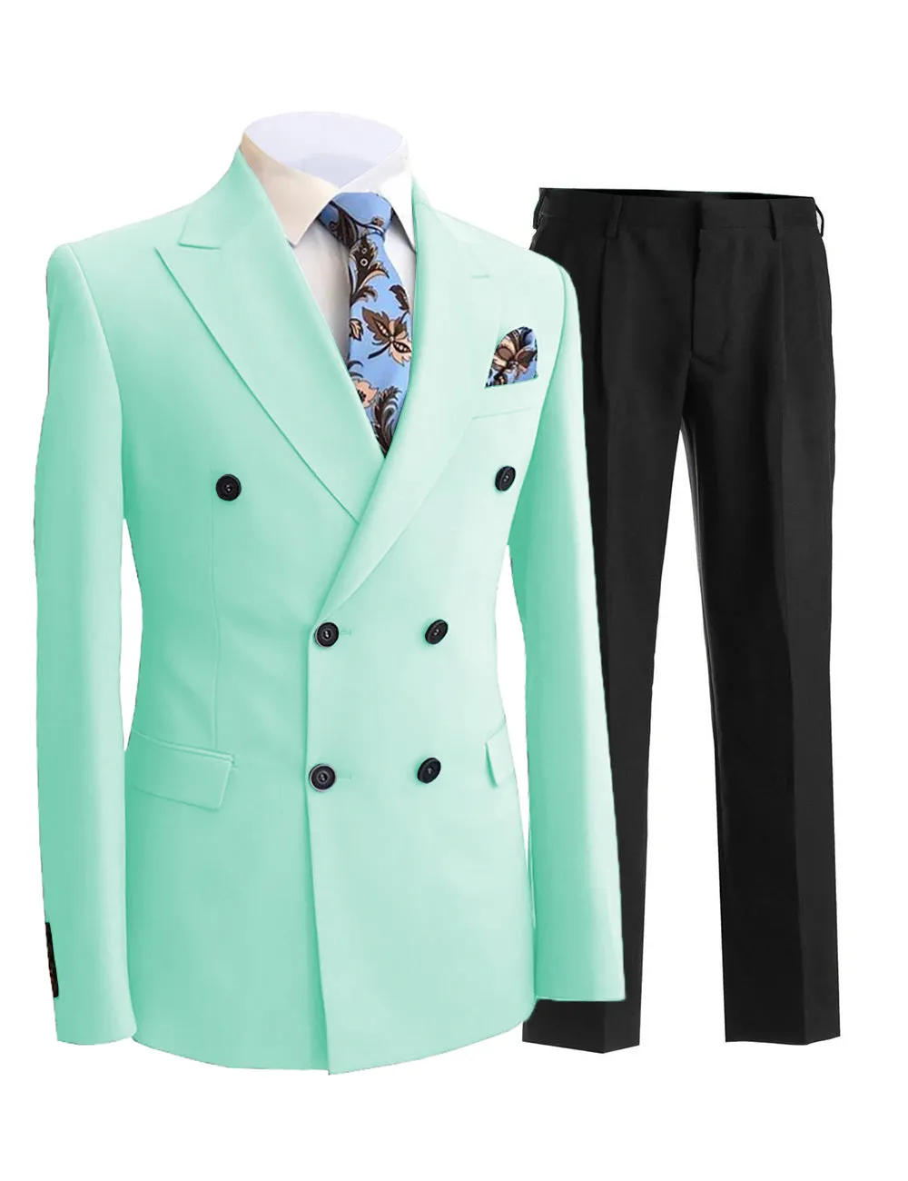 Formal Men's 2 Pieces Solid Slim Fit Peak Lapel Mens Suit (Blazer Pants)