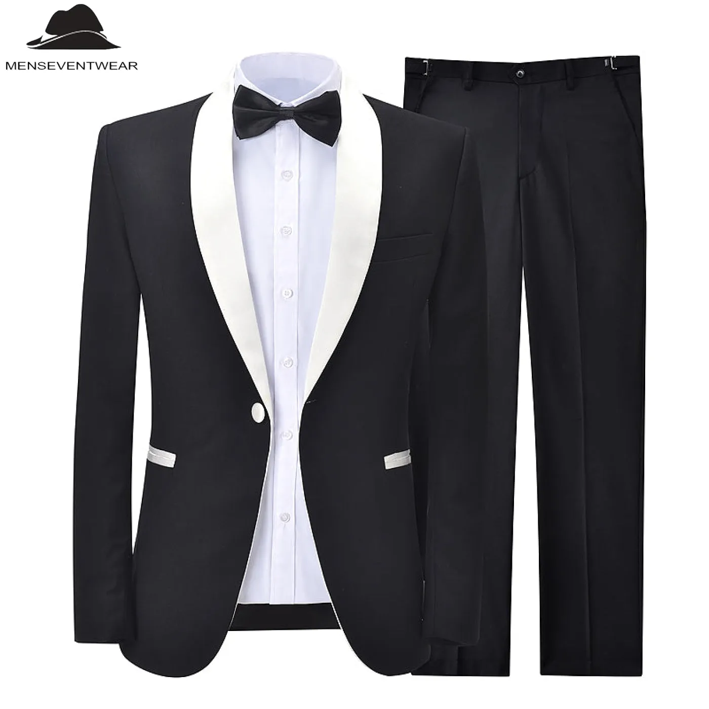 Formal Mens Suit 2 Pieces Shawl Lapel Tuxedos For Wedding (Blazer Pants)