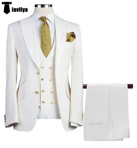 Formal Men's Suit 3 Piece Peak Lapel Solid Color Tuxedo Wedding (Blazer   Vest   Pants)