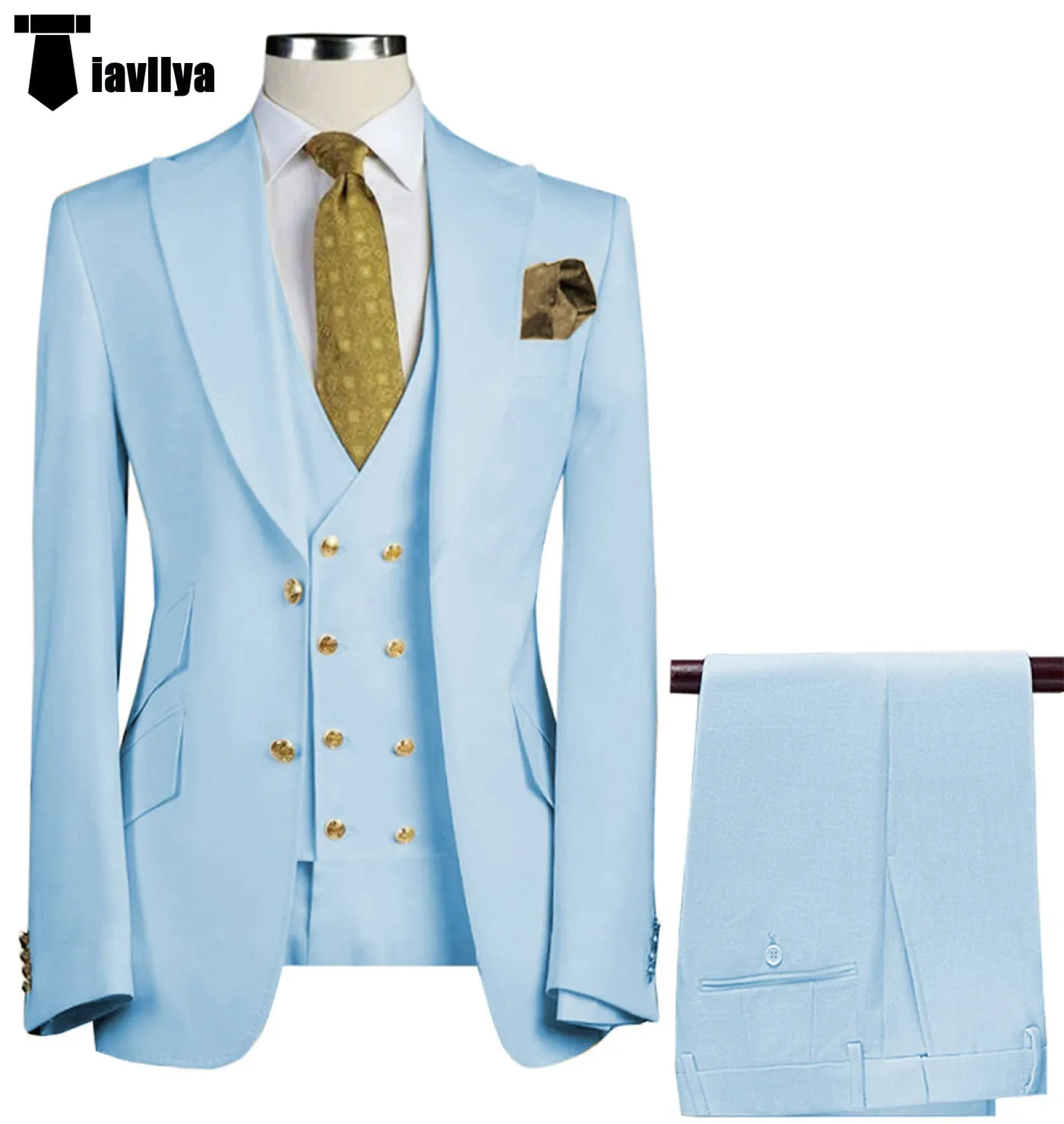 Formal Men's Suit 3 Piece Peak Lapel Solid Color Tuxedo Wedding (Blazer   Vest   Pants)