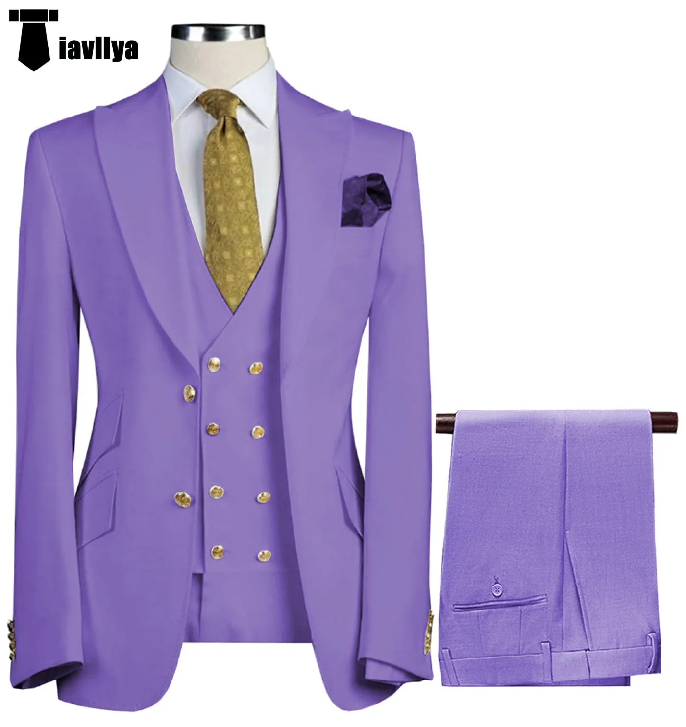 Formal Men's Suit 3 Piece Peak Lapel Solid Color Tuxedo Wedding (Blazer   Vest   Pants)