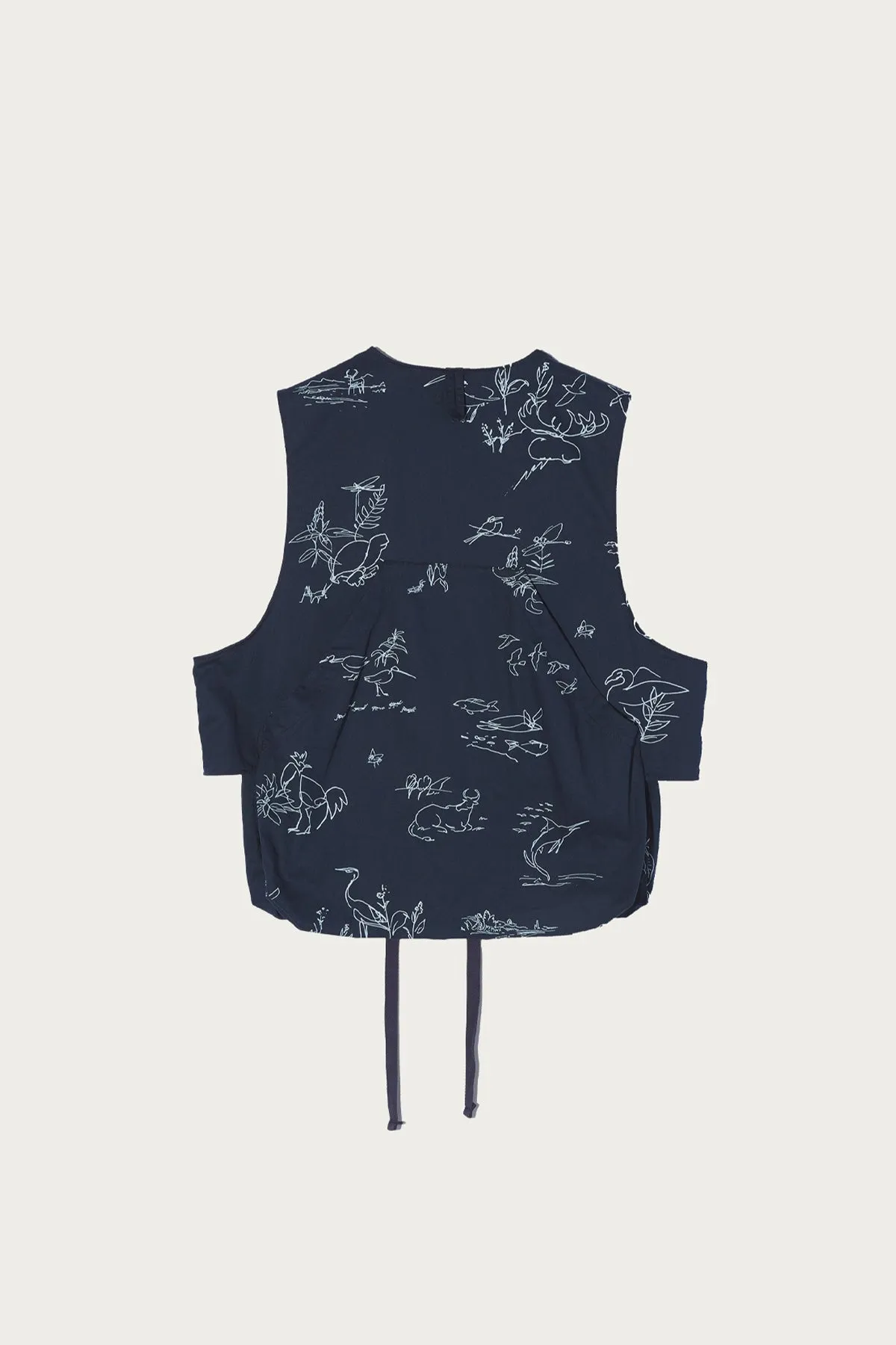 Fowl Vest - Navy Animal Print 6.5oz Flat Twill