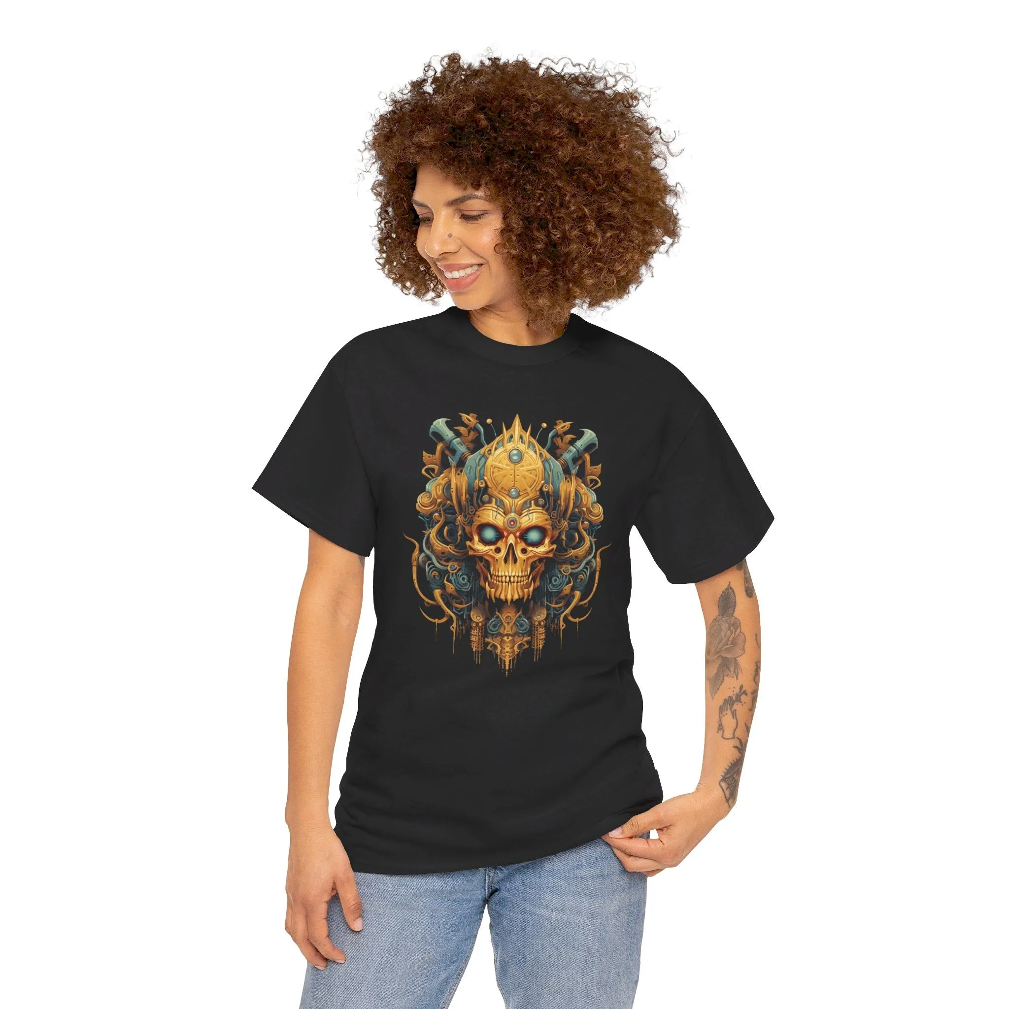 Goldener KI-Gott T-Shirt | T-Shirt für Sci-Fi und Cyberpunk Fans