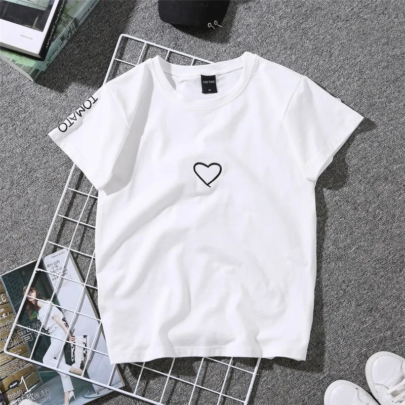 Heart Print Short Sleeve T-Shirt