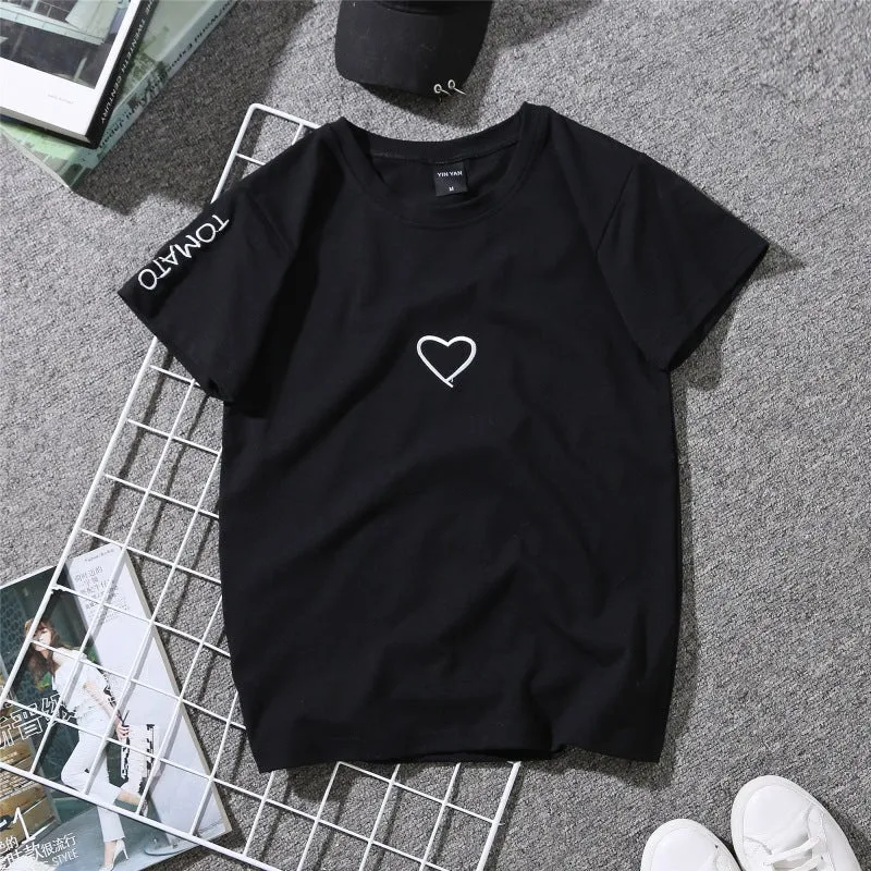 Heart Print Short Sleeve T-Shirt