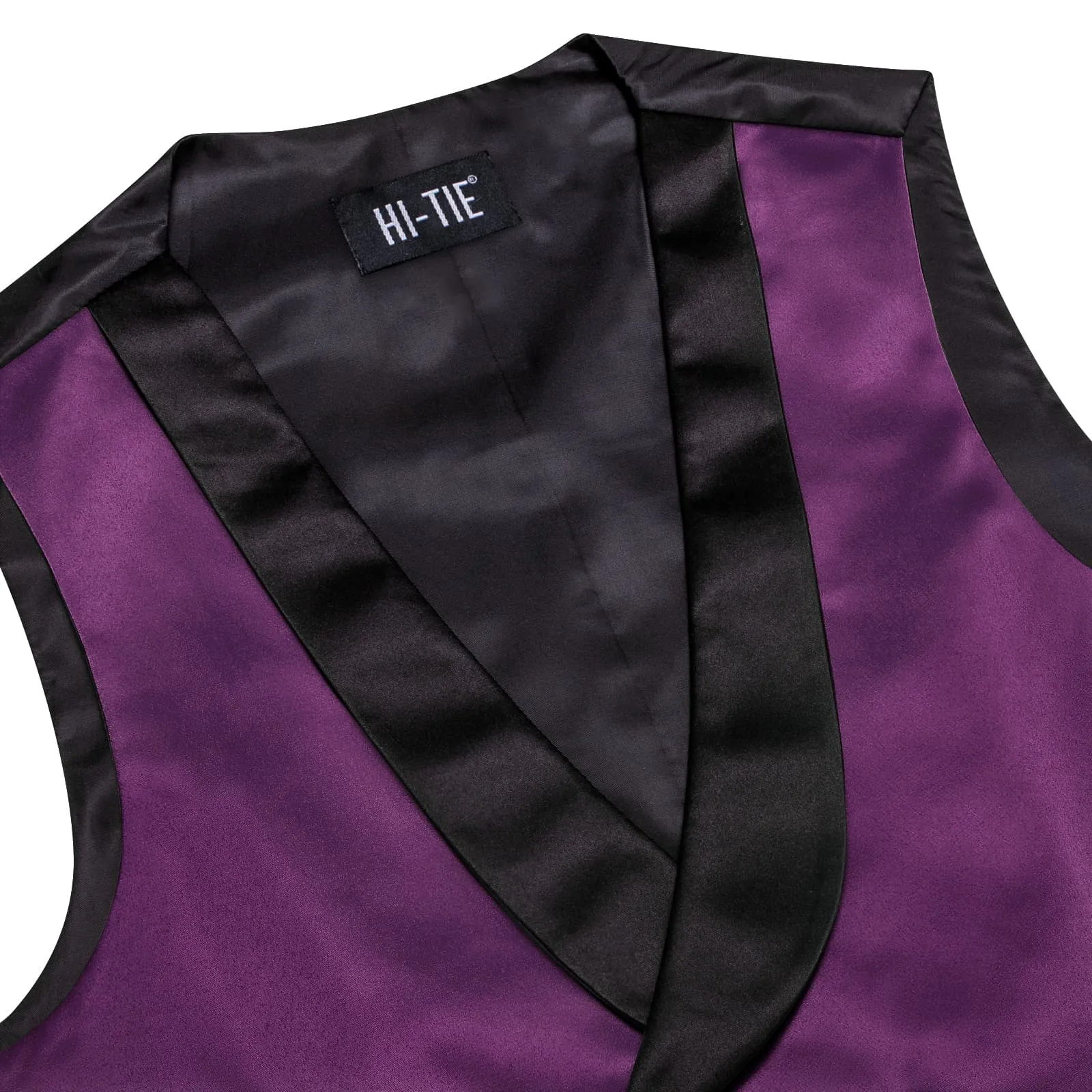 Hi-Tie Palatinate Purple Double Breasted Black Shawl Lapel Waistcoat