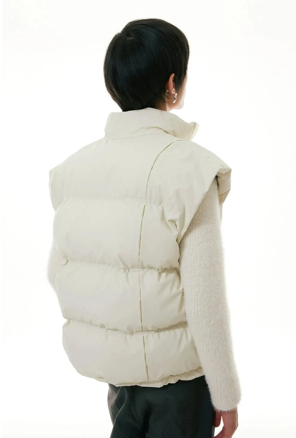 High Collar Taper-Fit Puffer Zip Vest