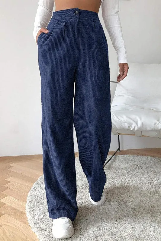 HIGH WAIST CORD WIDE LEG PANTS