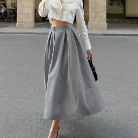 High Waist Slim-fit Pleated A Swing Skirt