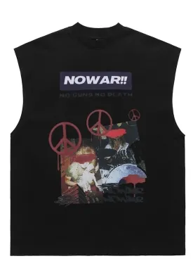 Hippie tank top surfer vest retro sleeveless peace t-shirt