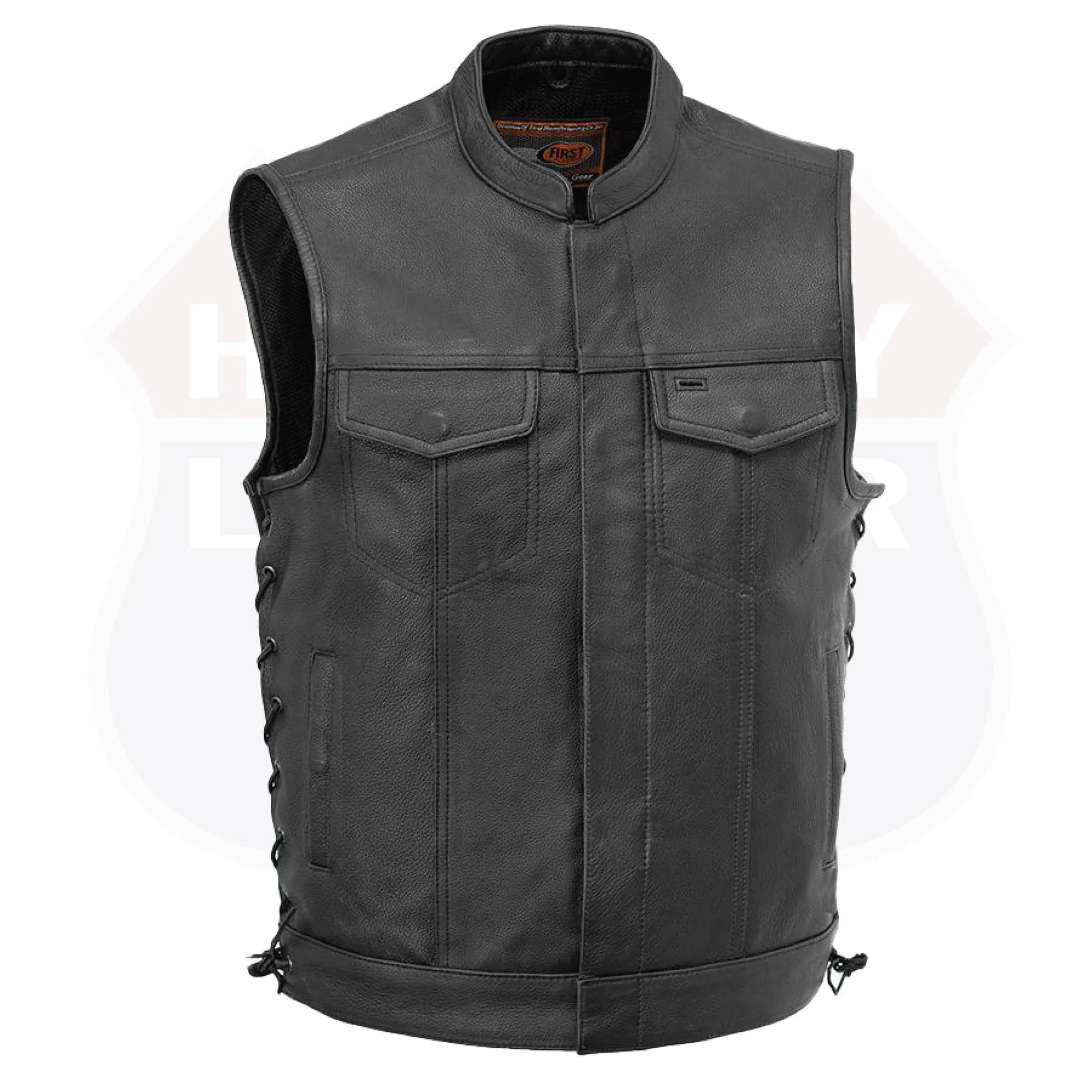 HL11685NKD SOA Men's Leather Vest Anarchy Motorcycle Biker Club Concealed Carry Side Lace