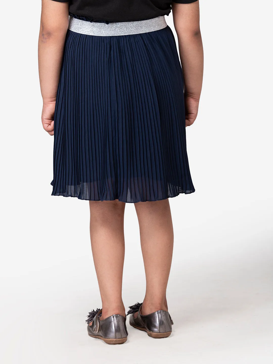 Hoop Hippo Kids Navy Blue Poly Georgette Skirt