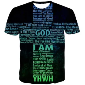 Jesus T-shirt Men Letter Tshirts Casual Abstract Tshirts Cool Hip Hop Shirt Print Short Sleeve Punk Rock Men women Tee O-neck