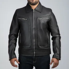 John Black Leather Biker Jacket