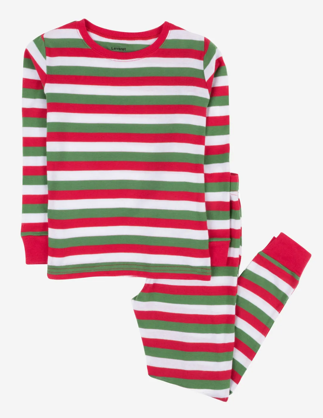 Kids Cotton Red, White & Green Stripe Pajamas