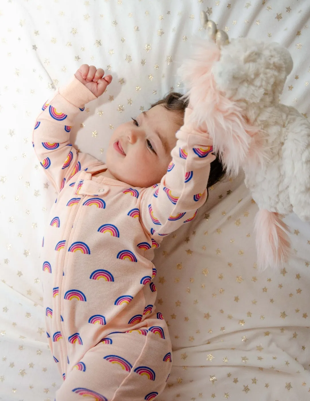 Kid's Footed Retro Rainbow Pajamas