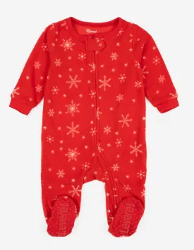 Kid's White Snowflake Footed Fleece Pajamas