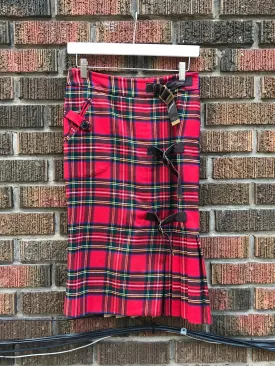 LAMB Red Plaid Wool Skirt