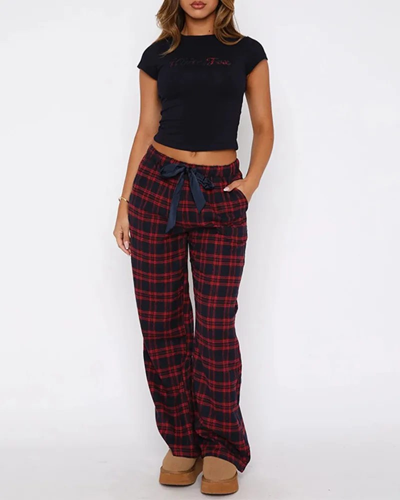 Lined Stripped Straight Tubes Casual Trousers