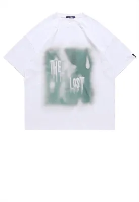 Lost slogan t-shirt shadow print tee graffiti top in white