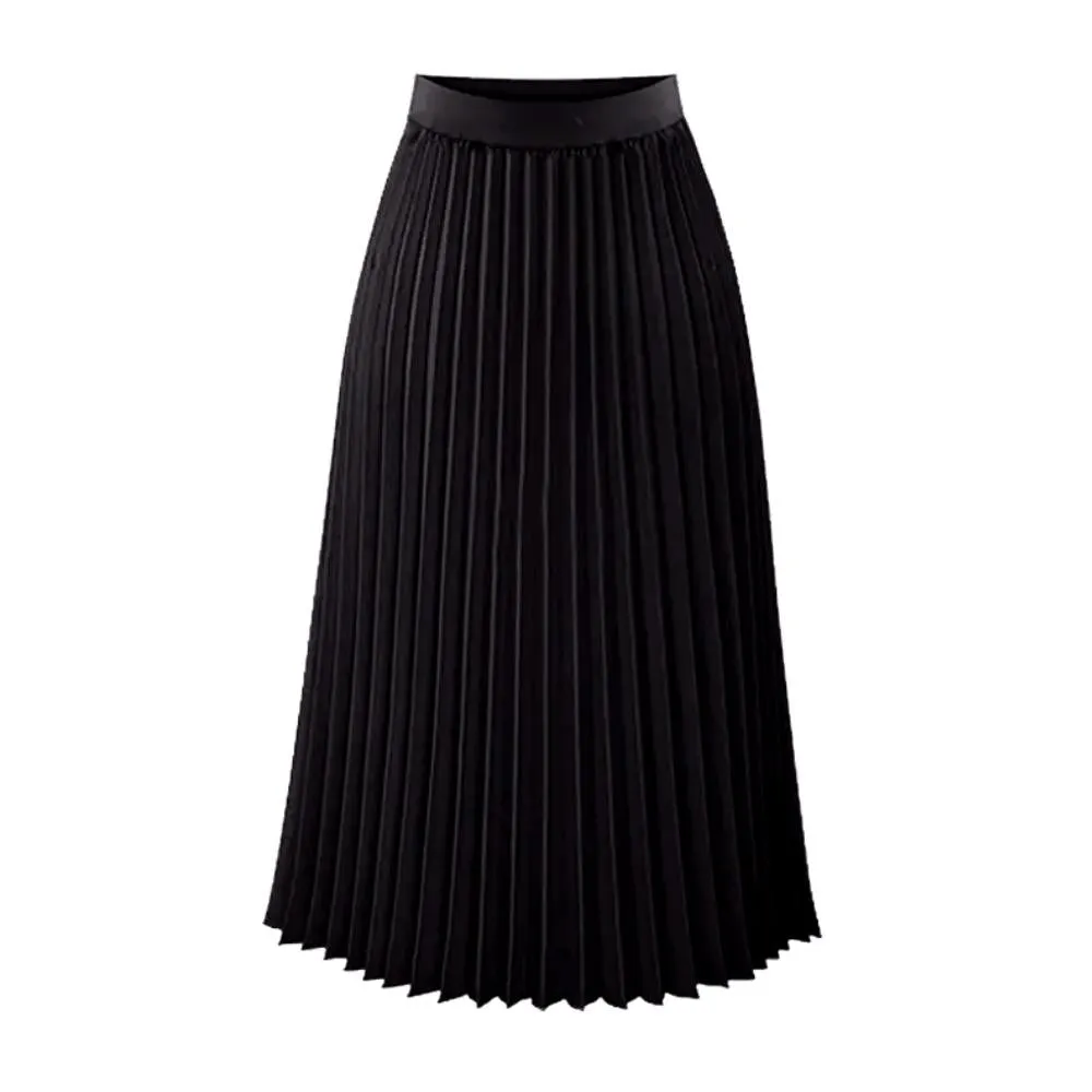 Luexco High Waist Skirt Slim Vintage Midi Chiffon Pleated