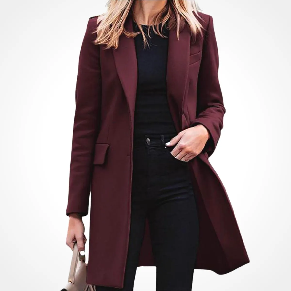 Luexco Women Suit Coat Jacket Single Breasted Long Blazer