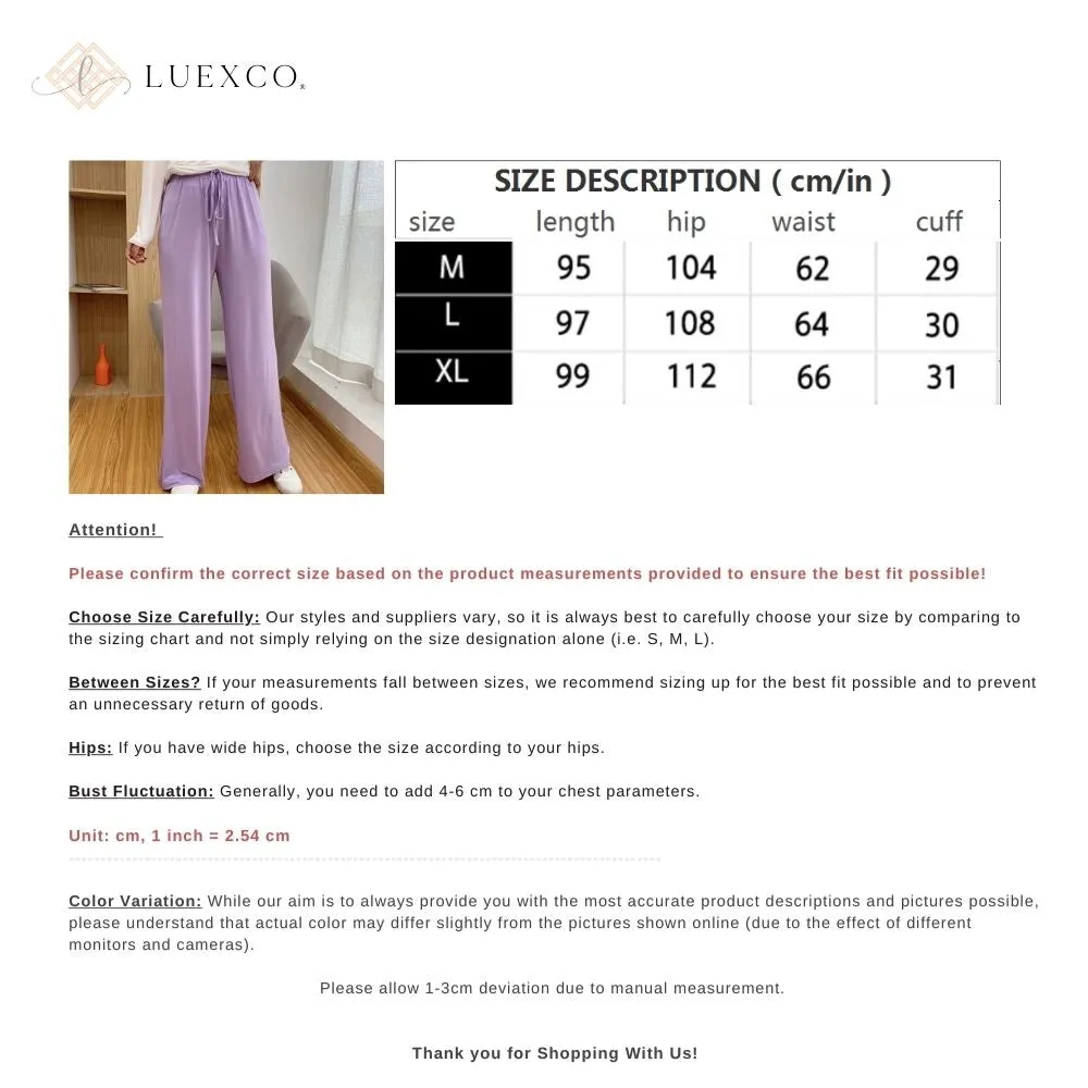 Luexco Women's Wide Leg Casual Essentials Lounge Pants