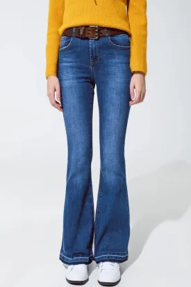 Medium Blue Skinny Flared Jeans