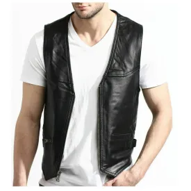 Men Motorcycle Fashion Leather Vest