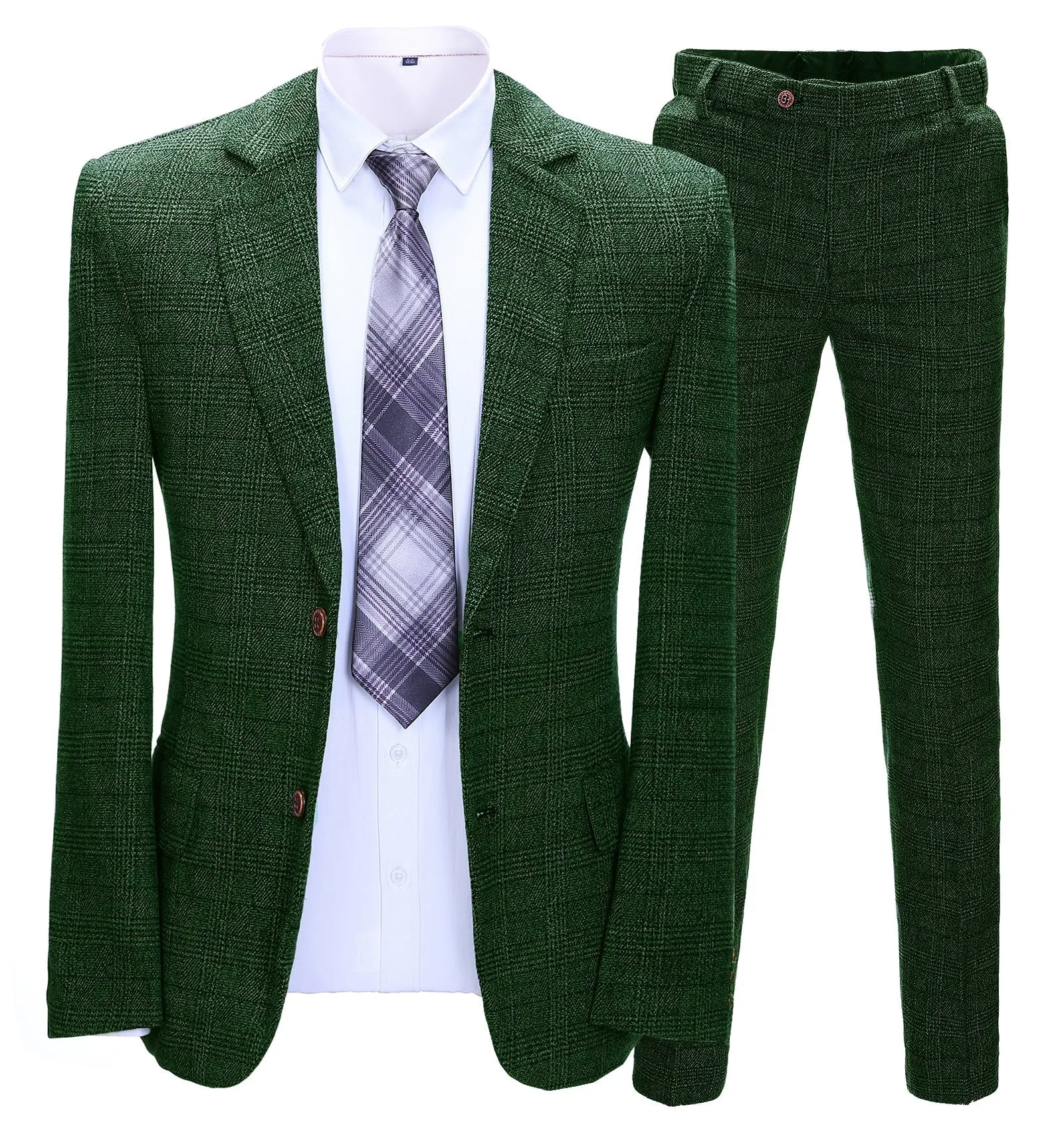 Men's 2 Pieces Formal Plaid Notch Lapel Tuxedos for Wedding(Blazer Pants)