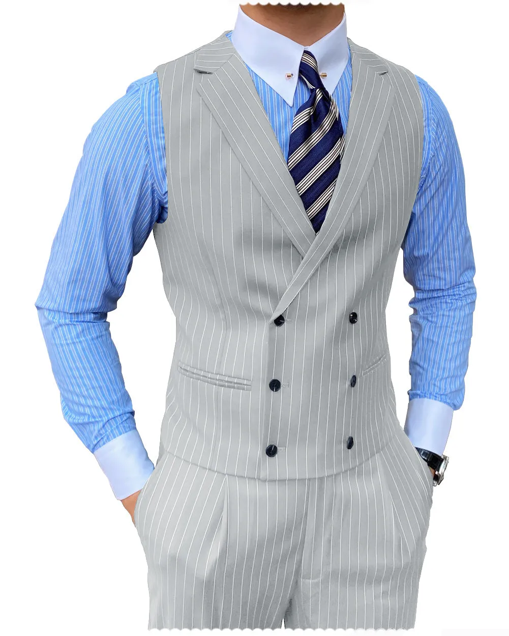 Men's 2 pieces Mens Suit Notch Lapel Striped For Wedding (Blazer Pants)