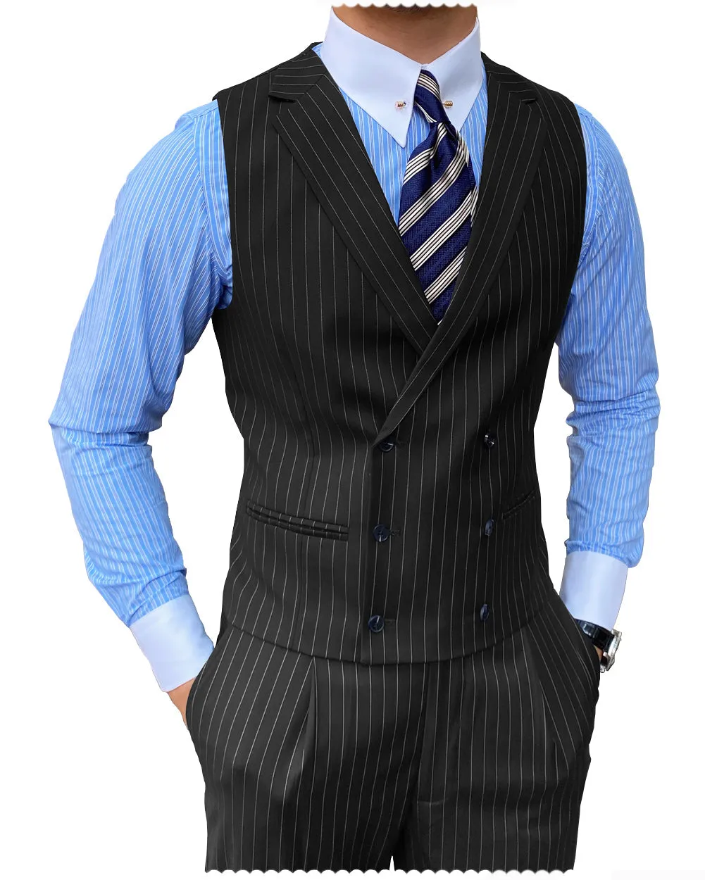 Men's 2 pieces Mens Suit Notch Lapel Striped For Wedding (Blazer Pants)