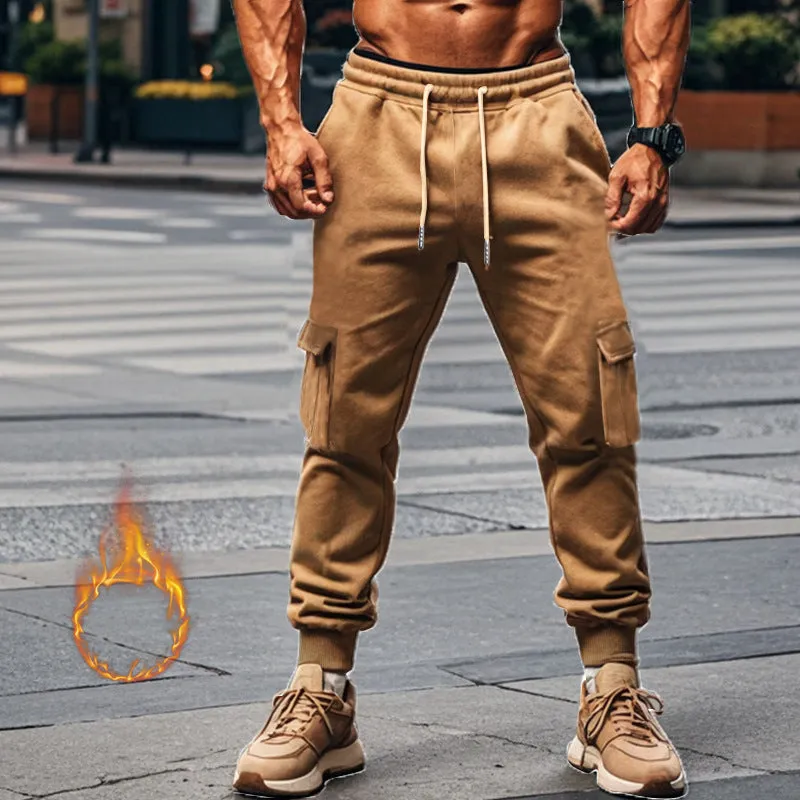 MEN'S CASUAL PANTS WITH THICK VELVET AND MULTI POCKET SPORTS PANTS