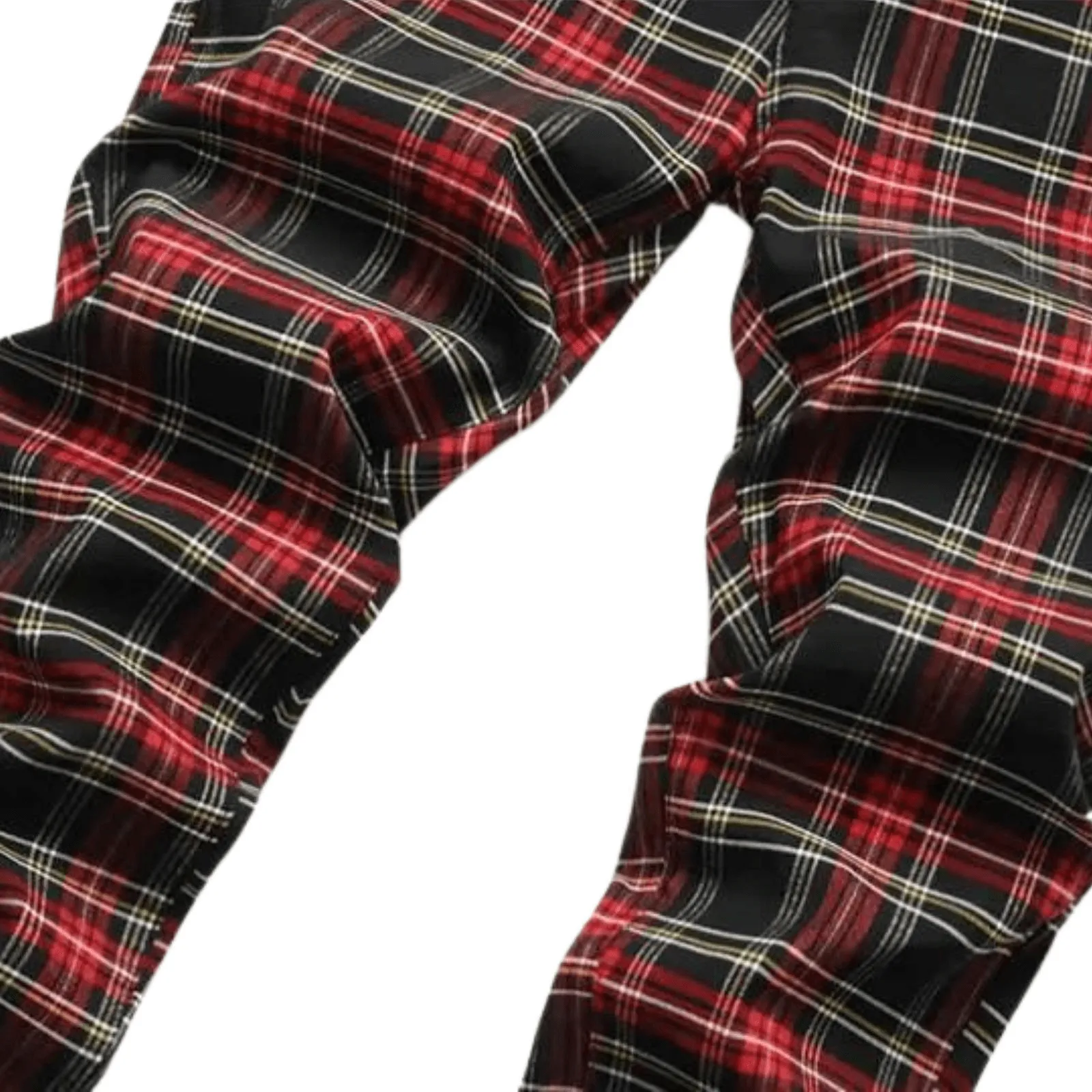 Men's Casual Plaid Pants High Stretch Straight Leg Trousers Slim Fit