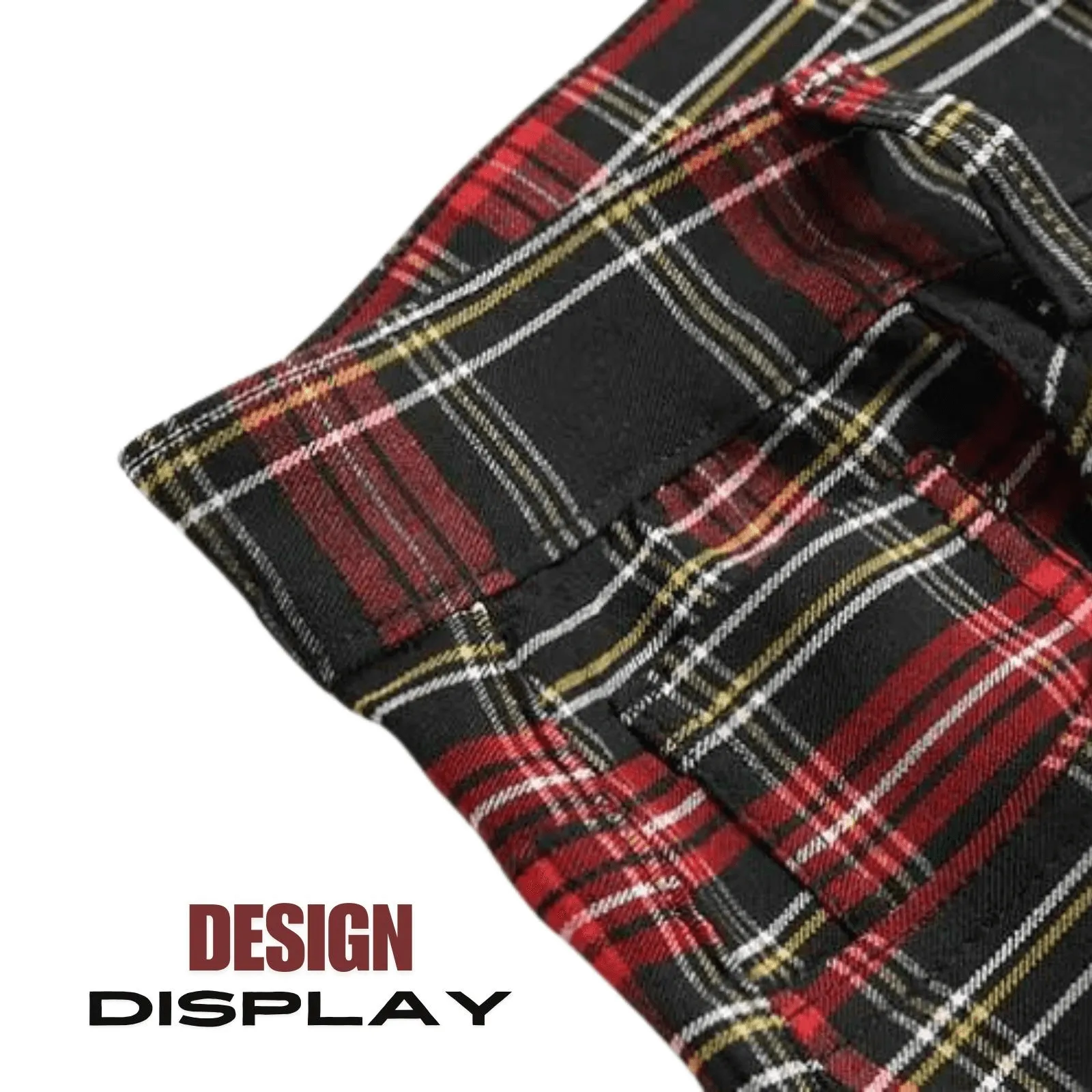 Men's Casual Plaid Pants High Stretch Straight Leg Trousers Slim Fit