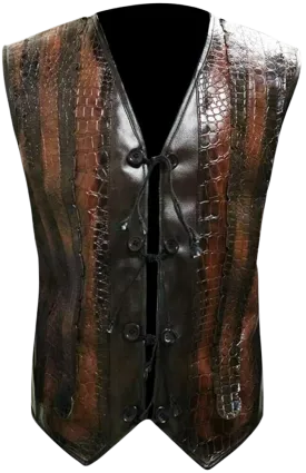 Men's Handmade Crocodile Pattern Dundee Mick Paul Hogan Brown Leather Vest Jacket | Vest for Men | Jacket for Men