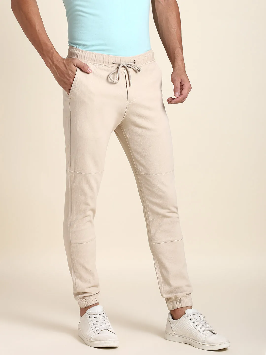 Men's Offwhite Joggers Comfortable Bottomwear With Smart Casual Look