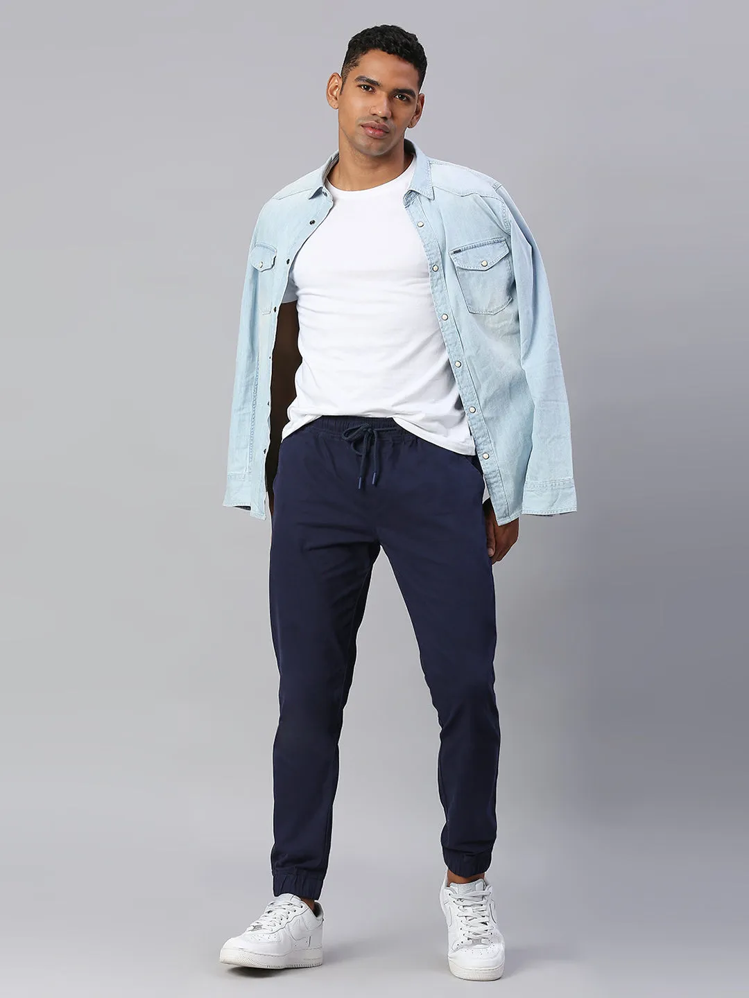 Men's Straight Fit Cotton Joggers (Royalblue)