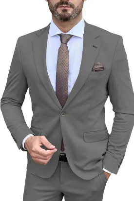 Men's Suit 2 Piece Business Casual Single Button Notch Lapel Jacket (Blazer Pants）