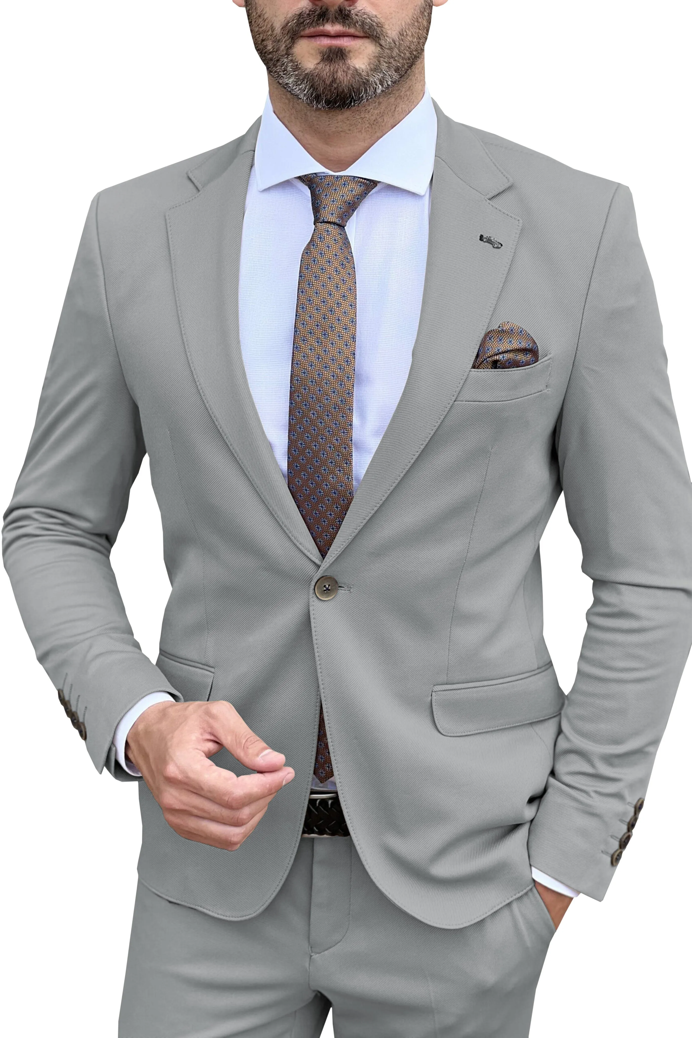 Men's Suit 2 Piece Business Casual Single Button Notch Lapel Jacket (Blazer Pants）