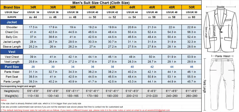 Men's Suit 3 Piece Notch Lapel Jacket（Blazer Vest Pants）