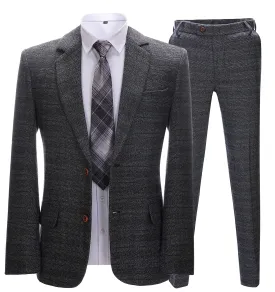 Mens Suit Business 2 Pieces Formal Black Plaid Notch Lapel Tuxedos (Blazer Pants)