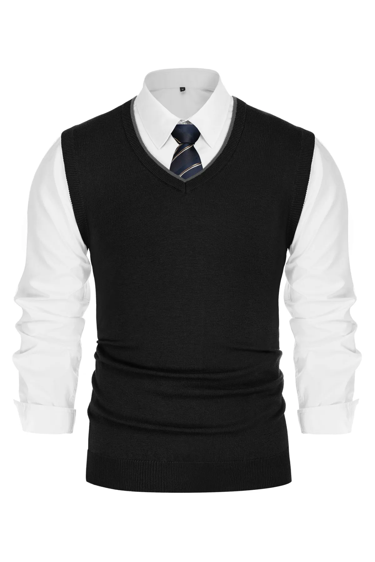 Men's Sweater Vest Wool Blended Knitted Vest Sweaters V-Neck Sleeveless Pullover Vest