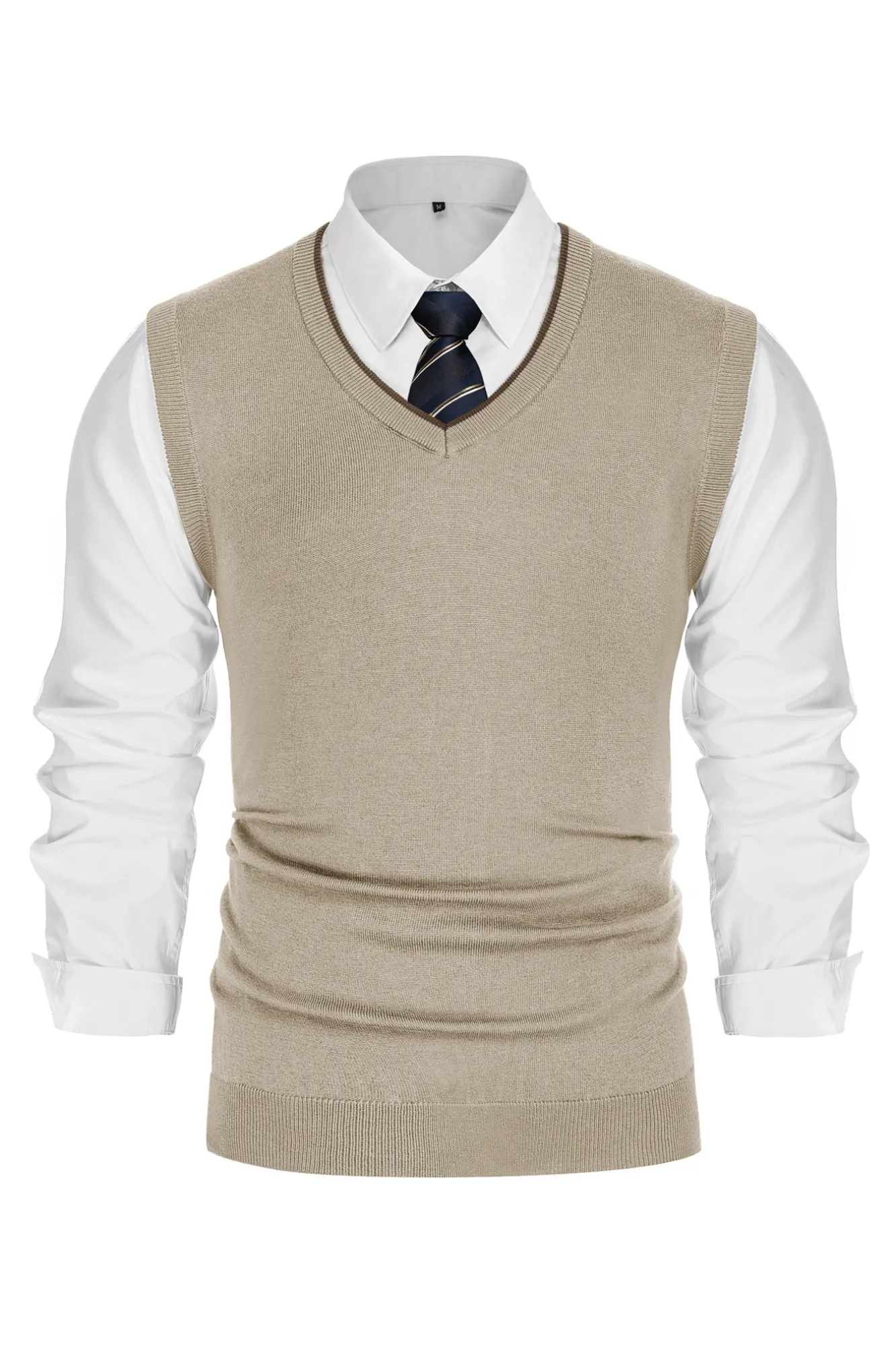 Men's Sweater Vest Wool Blended Knitted Vest Sweaters V-Neck Sleeveless Pullover Vest