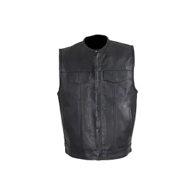 Men's Zippered 1/2" Collar Motorcycle Club Vest