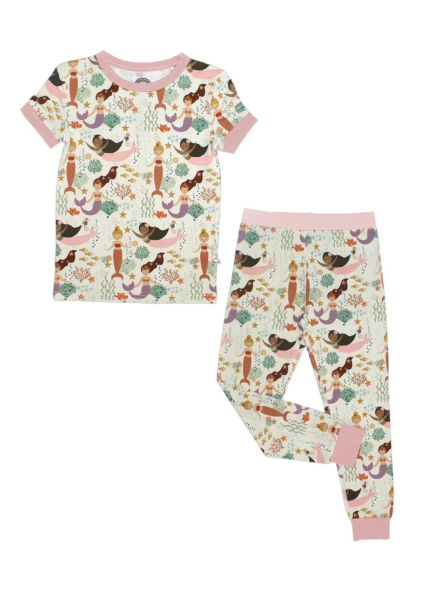 Mermaid Bamboo Kids Two-Piece Pajamas-Making Waves Short Sleeve/Pants