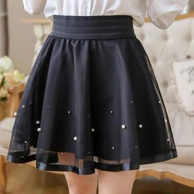 Mesh High Waist Female Mini Puff Skirt