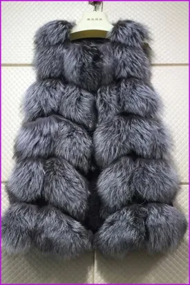 Mid-Long Fox Fur Gilet 70CM